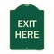 Signmission Designer Series Sign-Exit Here, Green Heavy-Gauge Aluminum, 24" H, 18" L, G-1824-9846 A-DES-G-1824-9846 - alternate 1